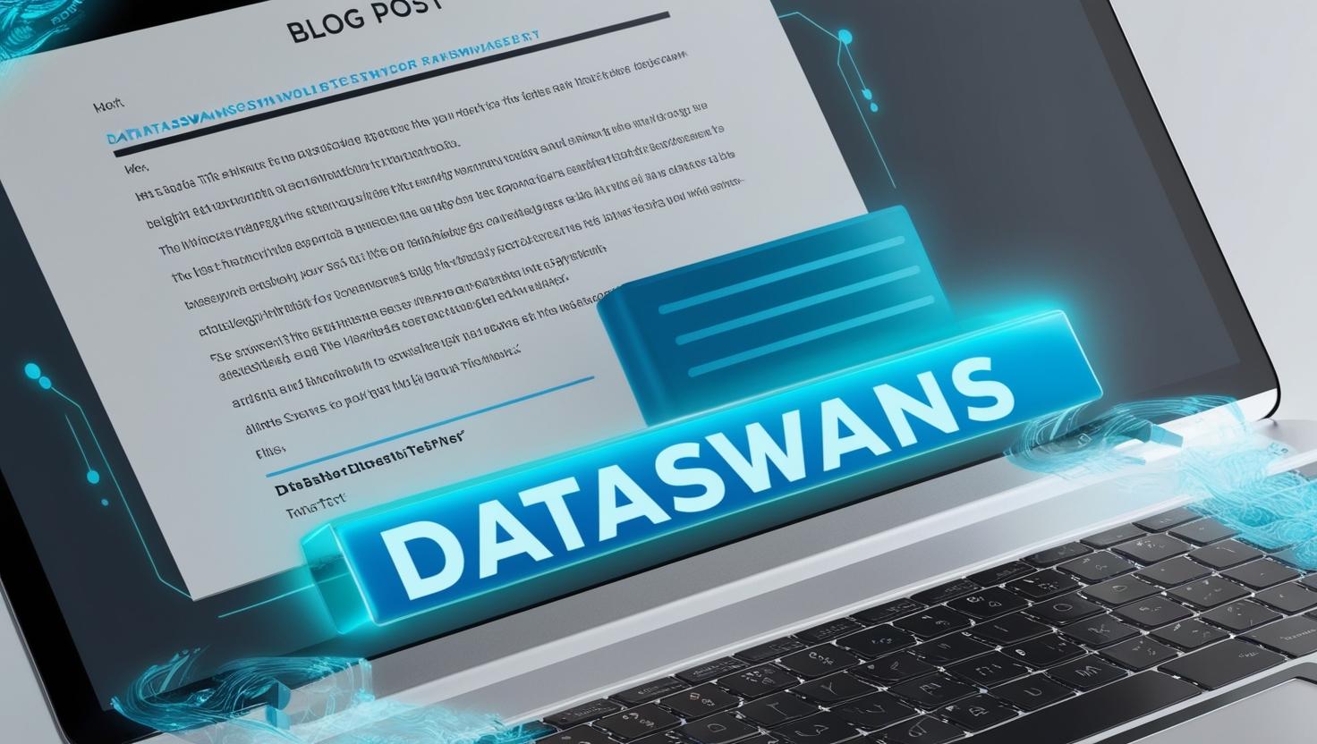 laptom s otvoreným blogom, na ktorom je viditeľný backlink na stránku dataswans