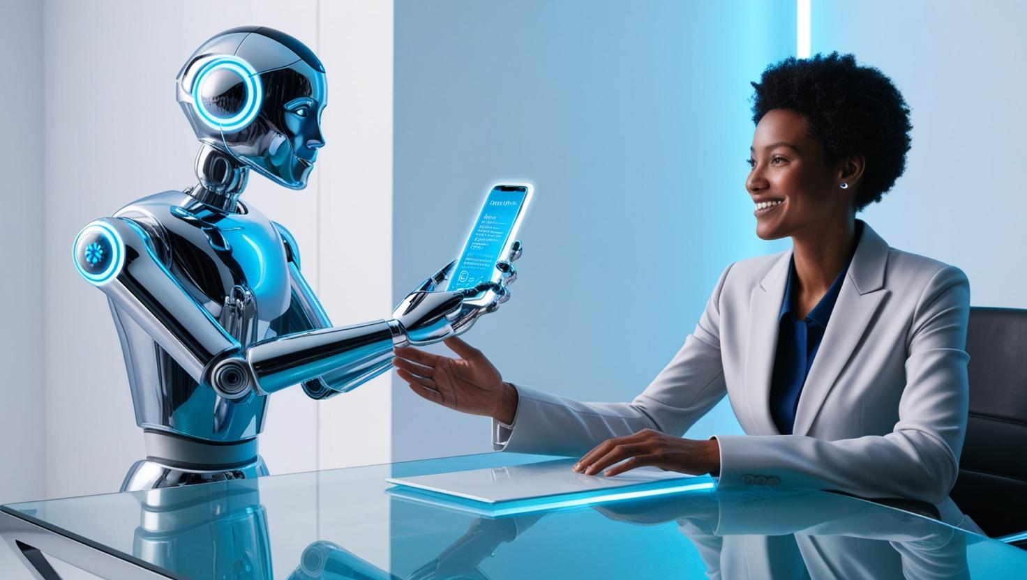 Obrázok zobrazuje chatbota v podobe robota, ktorý si chatuje/píše s reálnou ľudskou bytosťou.